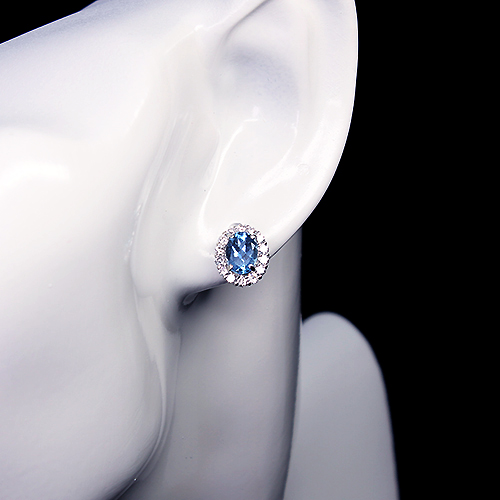 サンタマリアアクアマリン 1.3ct ダイヤモンド 0.6ct プラチナ ピアス