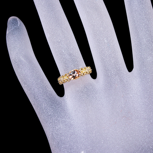 インペリアル　トパーズ0.80ct ダイヤ0.35ctリング 12号18kPG インペリアルトパーズ 0.5ct ダイヤモンド イエローゴールド