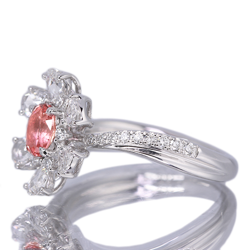 非加熱パパラチアサファイア 0.65ct ローズカットペアシェイプ 非加熱パパラチアサファイア 0.65ct ローズカットペアシェイプ