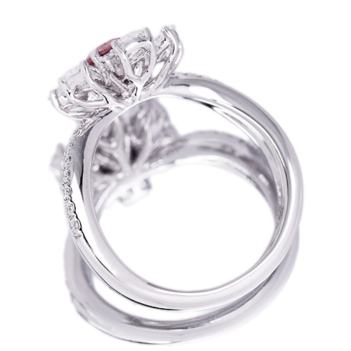非加熱パパラチアサファイア 0.65ct ローズカットペアシェイプ ...