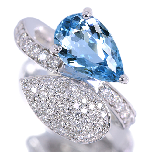 アクアマリン 2.0ct ダイヤモンド 0.5ct プラチナ リング(指輪)【品質保証書/宝石鑑別書】
