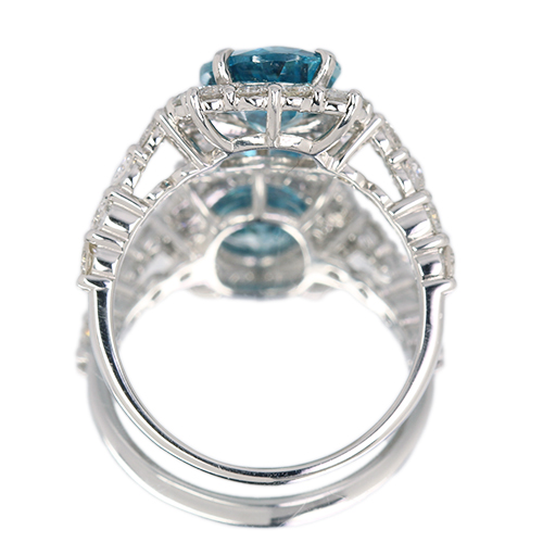 ブルージルコン 3.0ct ダイヤモンド 1.1ct プラチナ リング(指輪 