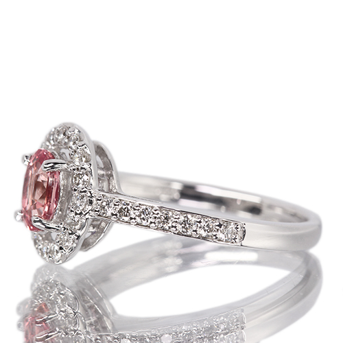 パパラチアサファイア 0.7ct ダイヤモンド 0.3ct プラチナ