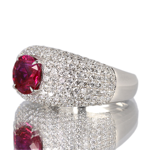 ビルマ産(ミャンマー産)非加熱ルビー 1.75ct ダイヤモンド 2.0ct 