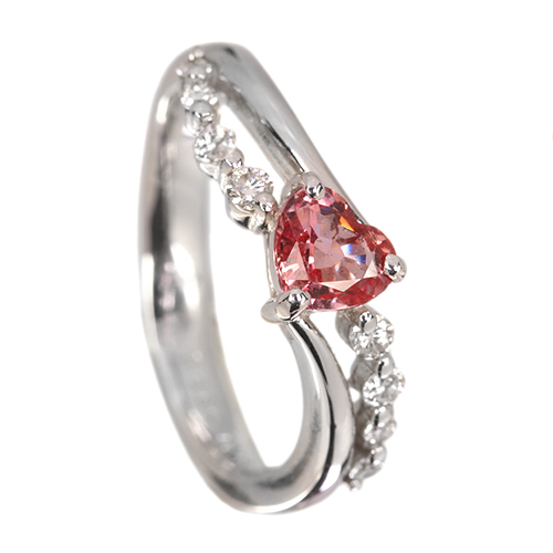 ハートシェイプパパラチアサファイア 0.584ct ダイヤモンド 0.16ct