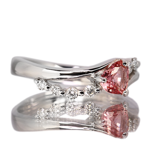 ハートシェイプパパラチアサファイア 0.584ct ダイヤモンド 0.16ct