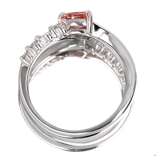 ハートシェイプパパラチアサファイア 0.584ct ダイヤモンド 0.16ct