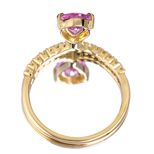ピンクサファイア 1.1ct ダイヤモンド イエローゴールド リング(指輪 ...