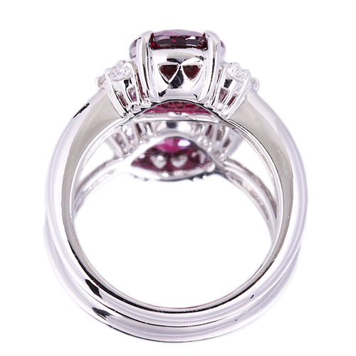 ロードライトガーネット 3.2ct ダイヤモンド プラチナ リング(指輪