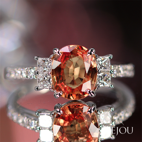 パパラチアサファイア 1.8ct ダイヤモンド 0.5ct プラチナ リング(指輪