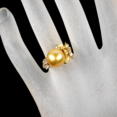 南洋ゴールデンパール 11.1㎜ ダイヤモンド 0.3ct イエローゴールド 