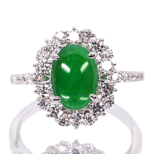 翡翠 翡翠(ヒスイ) 1.75ct ハートアンドキューピッドダイヤモンド(H&C) 0.7