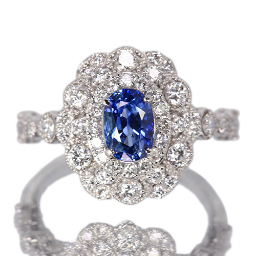 コーンフラワーブルーサファイア 1.1ct ダイヤモンド 0.7ct