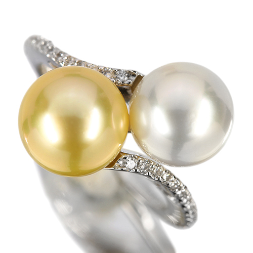 ビックリ‼️する位に綺麗な南洋白蝶パールリング　パールとWGとダイヤモンドの素敵な指輪♡美品♡綺麗♡