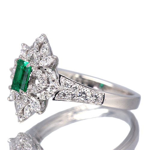コロンビア産エメラルド 0.34ct ダイヤモンド 0.6ct プラチナ リング