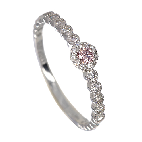 ピンクダイヤモンド　リング　pt950 #15 ミキモト 希少 Pt950 エメラルドカット 天然ピンク ダイヤモンド