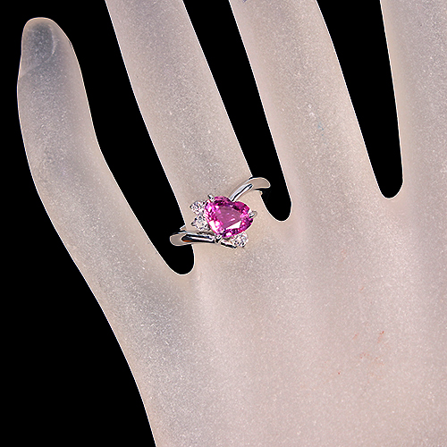 ピンクサファイア 1.5ct ダイヤモンド プラチナ リング(指輪)【品質