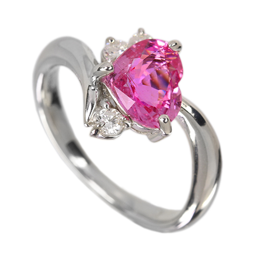 ピンクサファイア 1.5ct ダイヤモンド プラチナ リング(指輪)【品質