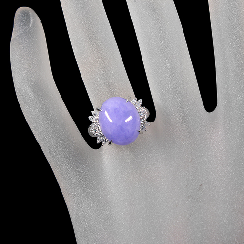 ラベンダー翡翠 10ct ダイヤモンド 0.6ct プラチナ リング(指輪