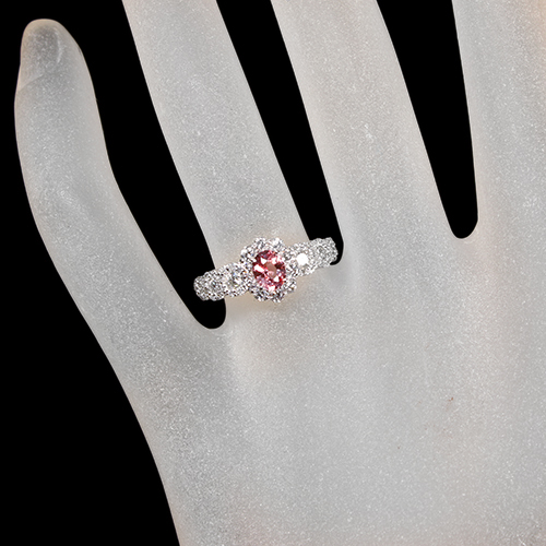 K18WG パパラチアサファイア0.58ct ダイヤ0.1ct リング K18WG パパラチアサファイア0.58ct ダイヤ0.1ct リングの通販 by