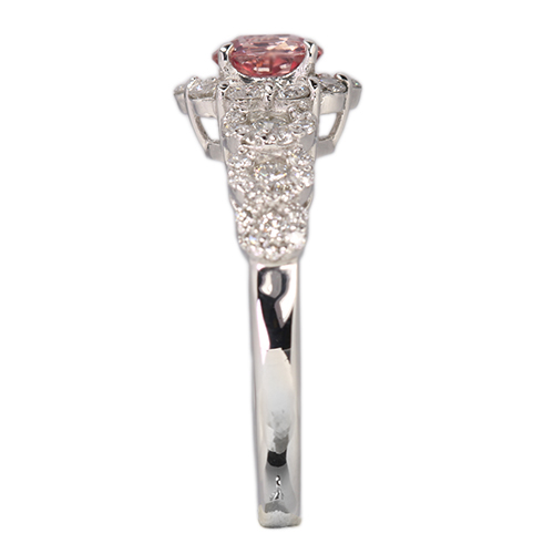非加熱パパラチアサファイア 0.58ct ダイヤモンド 0.7ct 