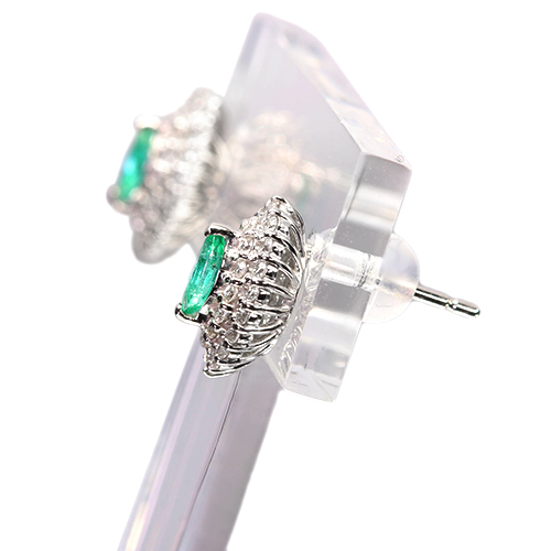 パライバトルマリン 0.23ct ダイヤモンド 0.3ct プラチナ ピアス【品質