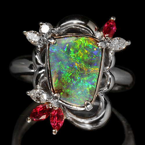 指輪 ルビー, オパール, エメラルド等11 個 アメシスト×モルガナイト×オパール×ルビー×エメラルドリング