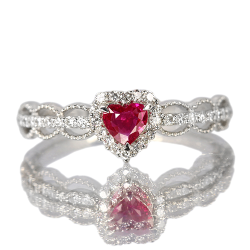 人気が高い 第346回抽選販売＞ハートシェイプルビー ダイヤモンド 約0.2ct アクセサリー