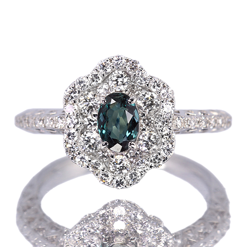 アレキサンドライトキャッツアイ ダイヤモンドリング AX 0.89ct