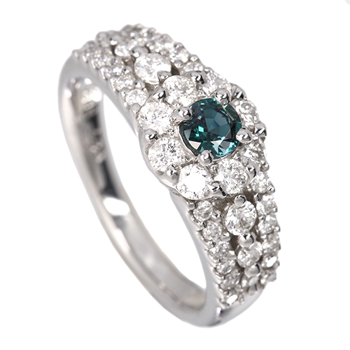 アレキサンドライト 0.27ct ダイヤモンド 0.8ct プラチナ リング アレキサンドライト 0.27ct ダイヤモンド 0.8ct プラチナ リング