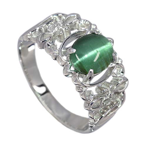 トルマリンキャツアイ 1.3ct プラチナ リング(指輪)【品質保証書