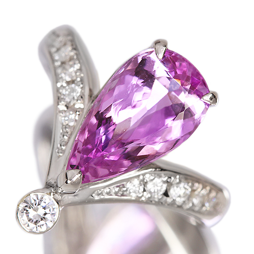 ピンクインペリアルトパーズ 3.7ct ダイヤモンド プラチナ リング(指輪