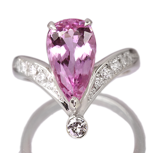 ピンクインペリアルトパーズ 3.7ct ダイヤモンド プラチナ リング(指輪 