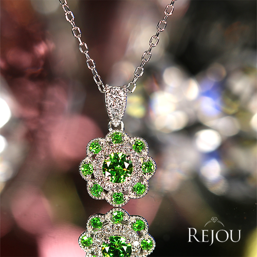 Pt デマントイドガーネット　ダイヤモンドネックレス　プラチナ　ダイヤ デマントイドガーネット 0.3ct ダイヤモンド プラチナ ネックレス