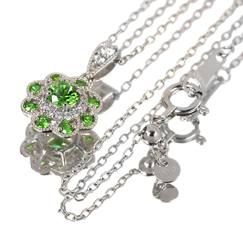デマントイドガーネット 0.3ct ダイヤモンド プラチナ ネックレス
