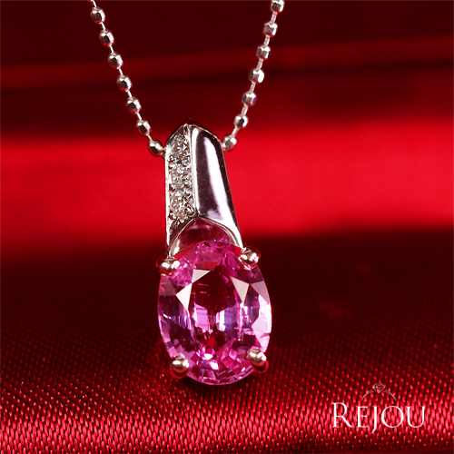ピンクサファイア 1.5ct ダイヤモンド ホワイトゴールド ネックレス