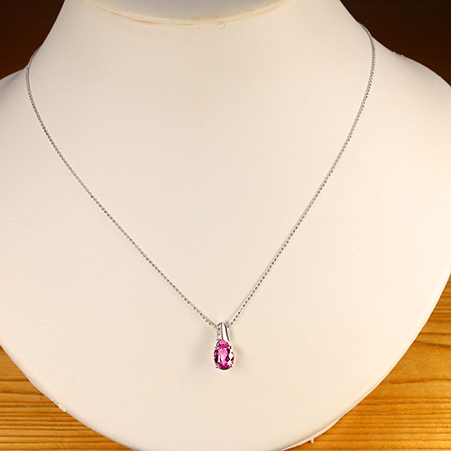 ピンクサファイア 1.5ct ダイヤモンド ホワイトゴールド ネックレス ピンクサファイア 1.5ct ダイヤモンド ホワイトゴールド ネックレス