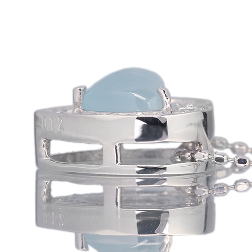 ハートシェイプアクアマリン(カボション) 0.5ct ダイヤモンド