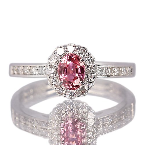 パパラチアサファイア 0.66ct ダイヤモンド 0.3ct プラチナ