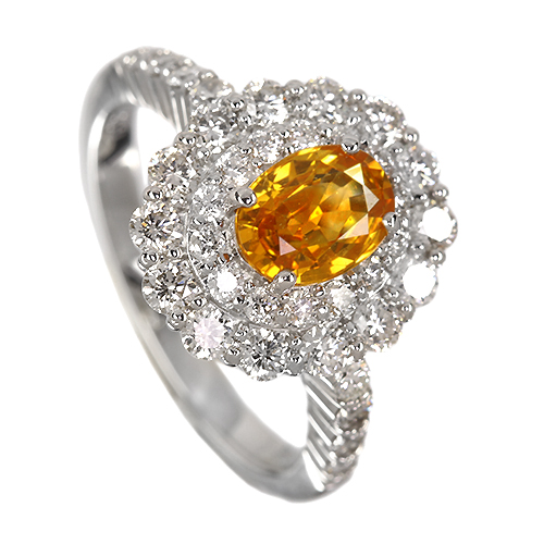 ゴールデンサファイア 1.0ct ダイヤモンド 約1ct プラチナ リング(指輪