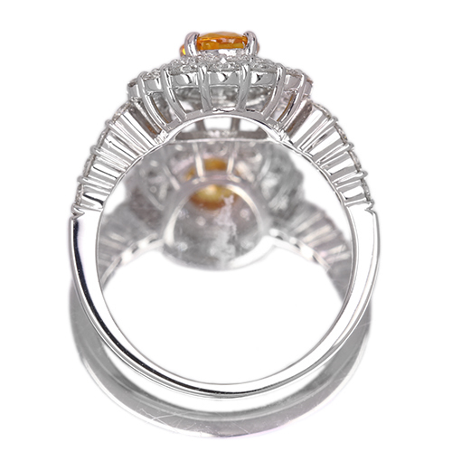 ゴールデンサファイア 1.0ct ダイヤモンド 約1ct プラチナ リング(指輪 