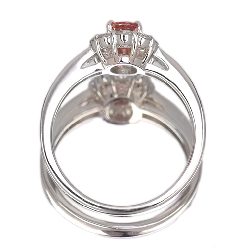 パパラチアサファイア 0.5ct ダイヤモンド 0.6ct プラチナ リング(指輪