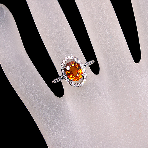 オレンジサファイア 約3ct ダイヤモンド ct プラチナ リング(指輪 ...