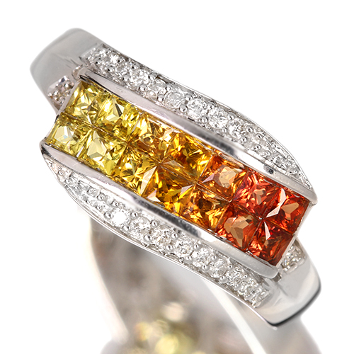 使用感のあるお品美品❗️上質❣️S1.25CT✨k18YGオレンジ　イエローサファイアパヴェリング