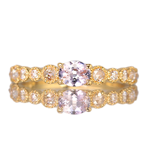 新着＞クンツアイト ダイヤモンド イエローゴールド リング(指輪