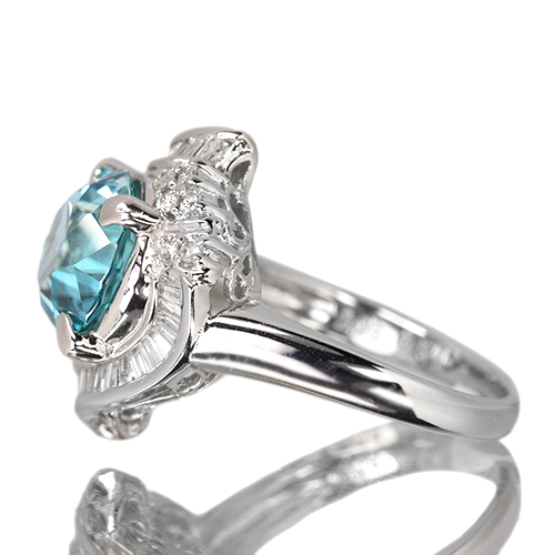 新着＞ブルージルコン 5.0ct ダイヤモンド 0.5ct プラチナ リング(指輪 