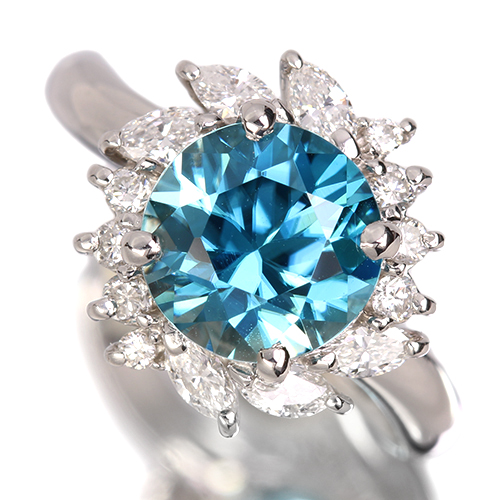 新着＞ブルージルコン 3.1ct ダイヤモンド 0.4ct プラチナ リング(指輪 