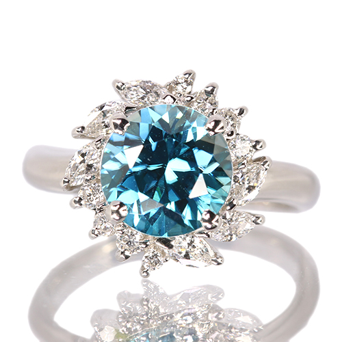新着＞ブルージルコン 3.1ct ダイヤモンド 0.4ct プラチナ