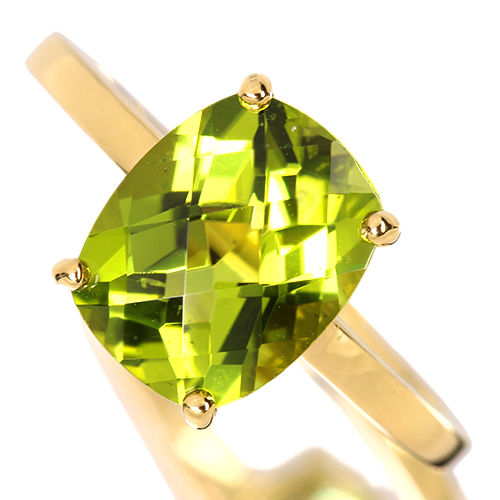 ＜新着＞ペリドット 2.5ct ダイヤモンド イエローゴールド リング(指輪)【品質保証書/宝石鑑別書】