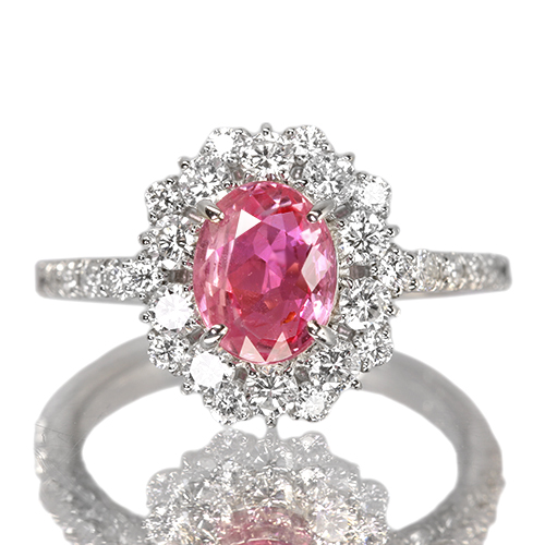 パパラチアサファイア0.301&ダイヤ0.07pt900 リング　写真追加❣️ pt900 プラチナ ダイヤモンド ダイヤ 指輪 リング カラーストーン